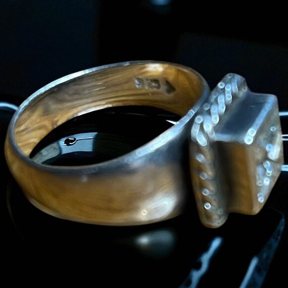 Retired Silpada Elizabeth  Silver Rope Framed Princess Cut CZ - Picture 4 of 5